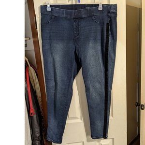 Denim 24/7 20W Velvet stripe dark wash skinny jeans Women's Plus